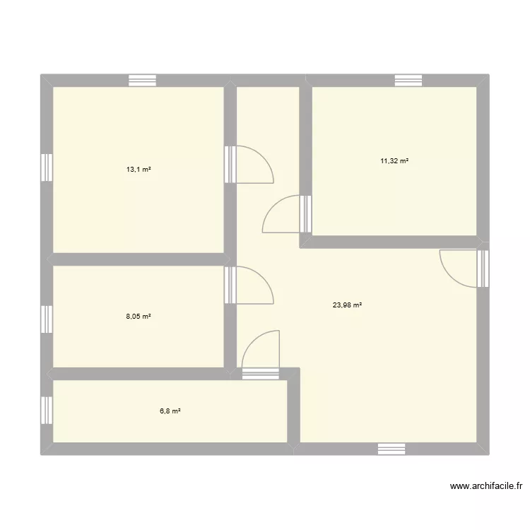 hlm dauher. Plan de 5  et 63 m²