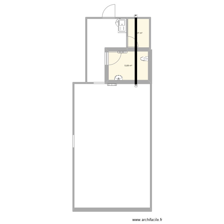 Salle Orangerie - WC+ACCES V3. Plan de 2 pièces et 9 m2