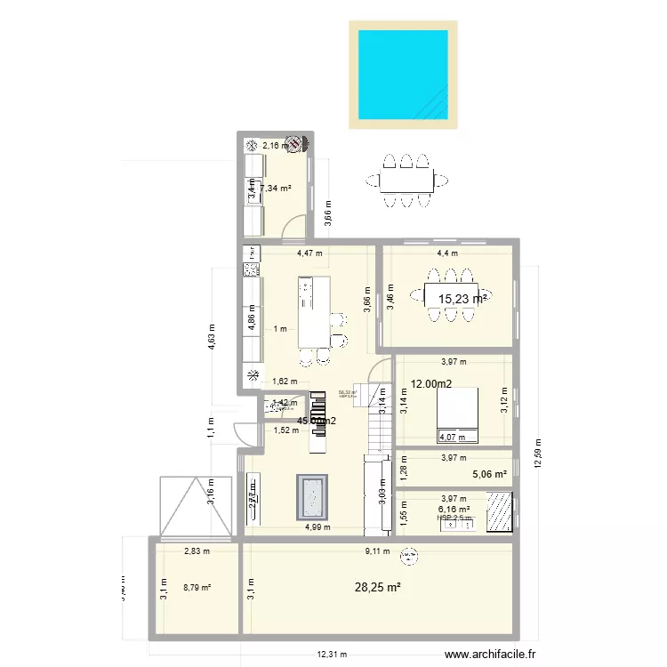 plan p&eacute;z V5. Plan de 21  et 235 m²