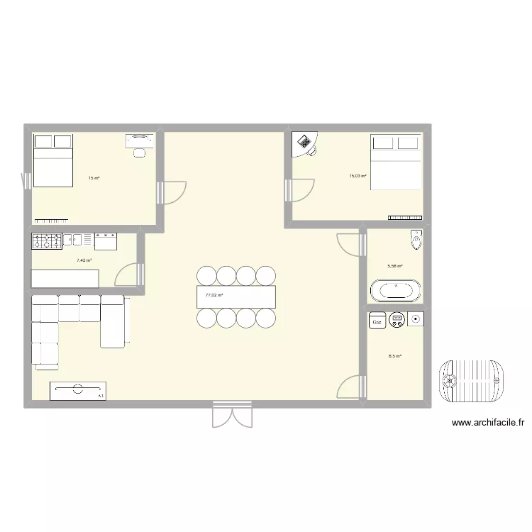 villa. Plan de 6  et 127 m²