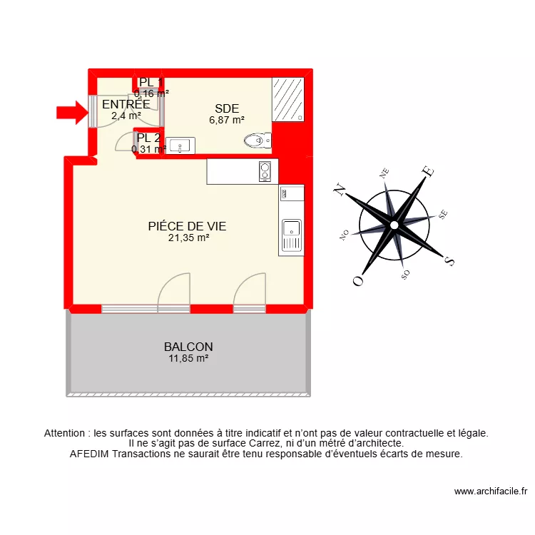 BI 29486. Plan de 7  et 57 m²
