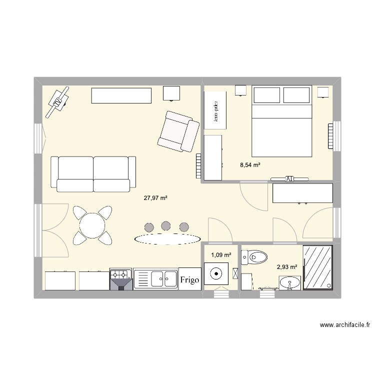 Plan vide 1. Plan de 4 pièces et 41 m2