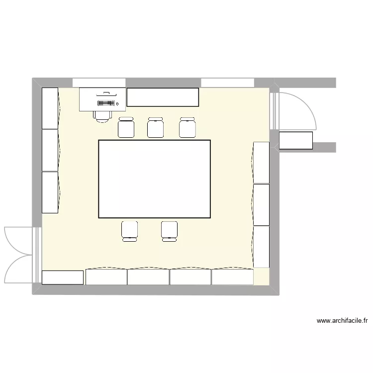 Salle des moulages et couloirs. Plan de 1  et 33 m²