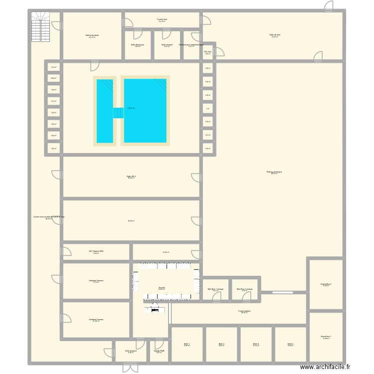 Version 3 plan nonant. Plan de 51 pièces et 1855 m2