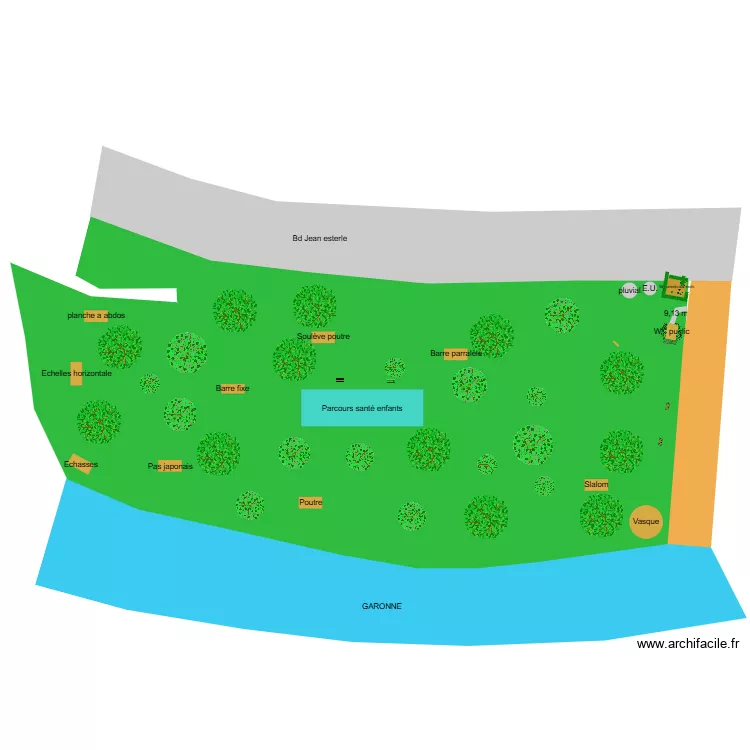 Parc du ramier. Plan de 