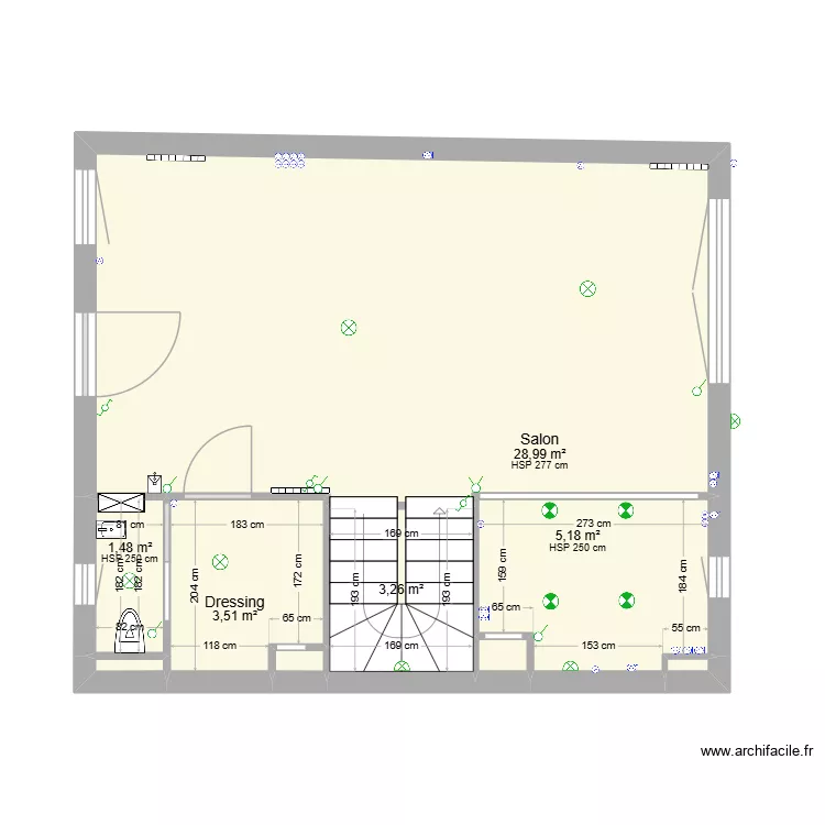 M1 Niveau RDC TMA. Plan de 9  et 43 m²