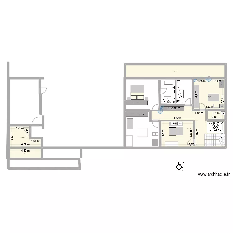 FREDE JOUR TERRASSE U. Plan de 5  et 100 m²