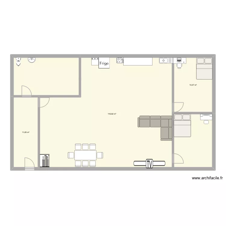 Plan d'une maison. Plan de 3 Pièces et 146 m²