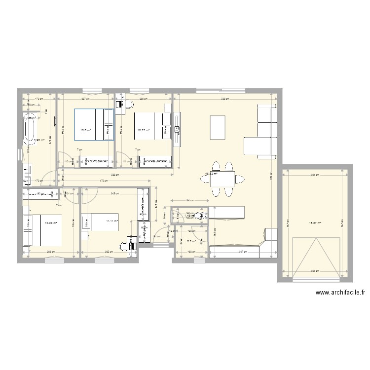 petite maison 100m carre. Plan de 9 pièces et 122 m2