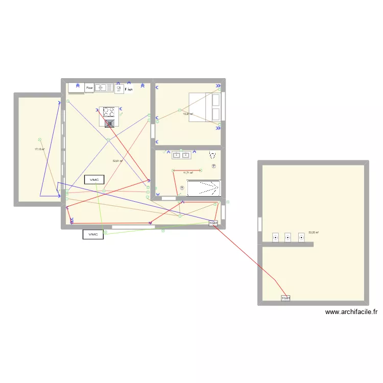 Fauconnier chambre. Plan de 5  et 150 m²