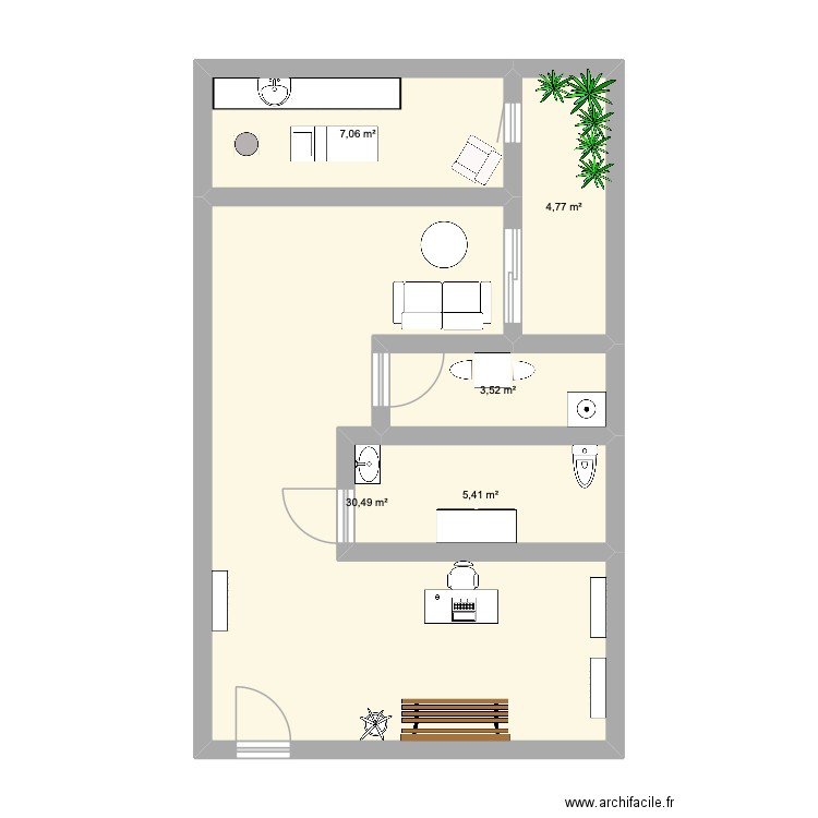 Plan d'institut. Plan de 5 pièces et 51 m2
