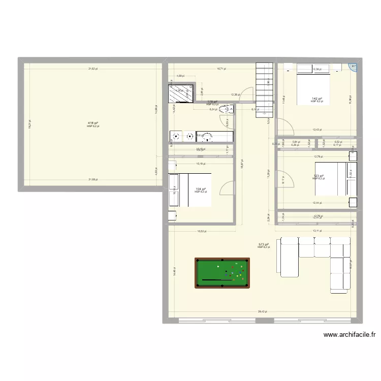 CHALET - LAC SIMON (REZ DE JARDIN). Plan de 