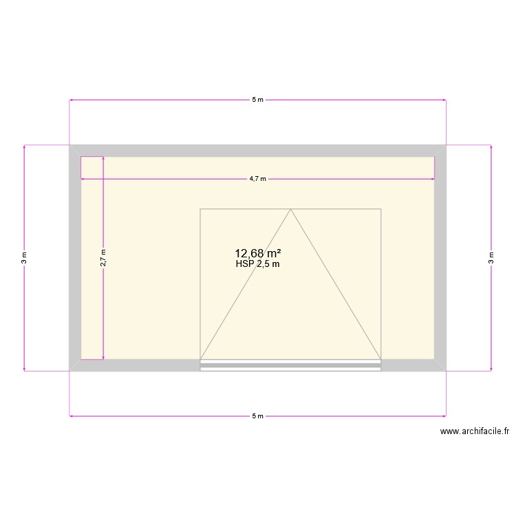 Atelier vue dessus. Plan de 1 pièce et 13 m2