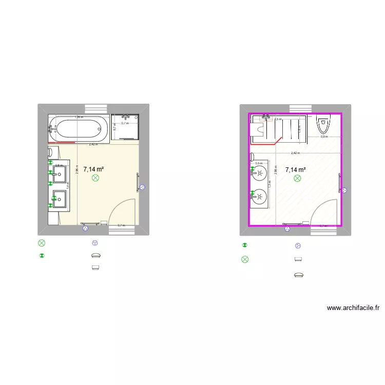 HAVEZ. Plan de 2  et 14 m²