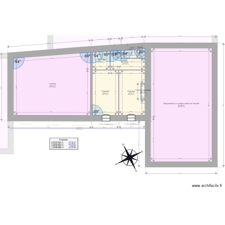 PERRUCHET. Plan de 17 pièces et 398 m2