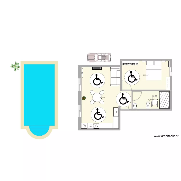 Magnifique maison. Plan de 3  et 44 m²