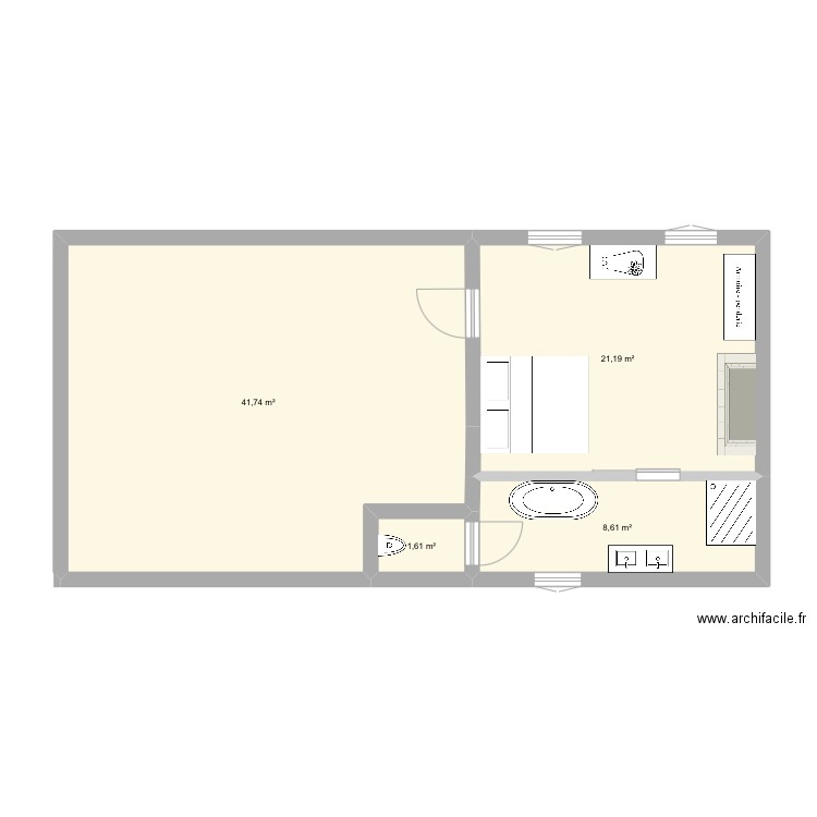 Azet. Plan de 4 pièces et 73 m2