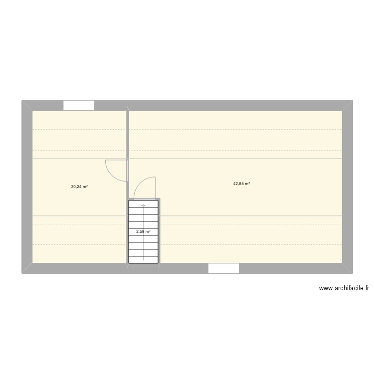 Montsûrs achat 1er. Plan de 3 pièces et 66 m2