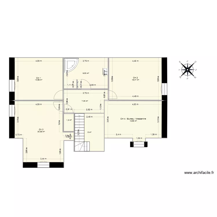 Plan &eacute;tage 2. Plan de 