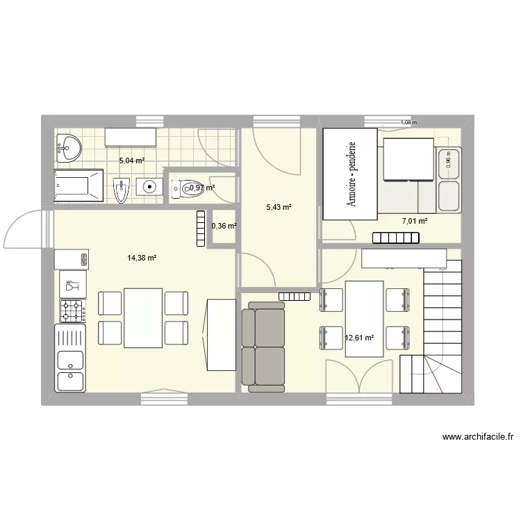 BRIAND_projet. Plan de 7  et 46 m²