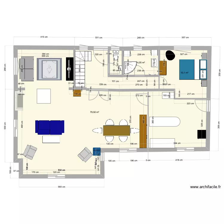 RDC  DAVRON 4. Plan de 3  et 94 m²