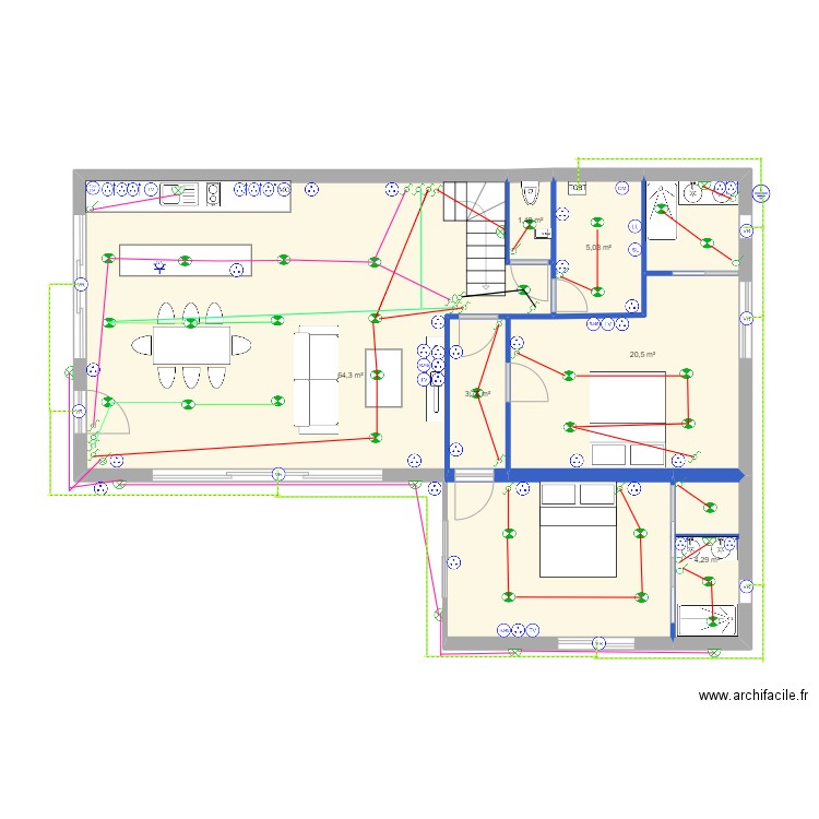 MAISON NAOUS. Plan de 6 pièces et 99 m2