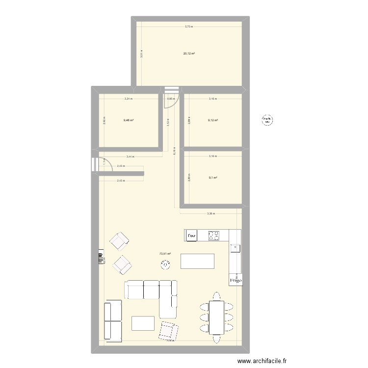 MYR TY RECTANGLE 1. Plan de 5 pièces et 121 m2