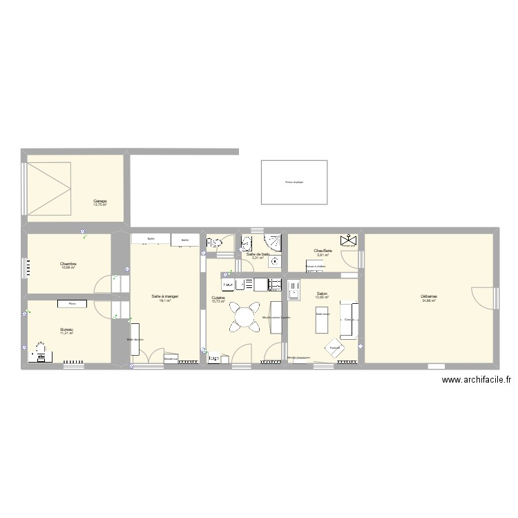Maison projet. Plan de 9 pièces et 127 m2