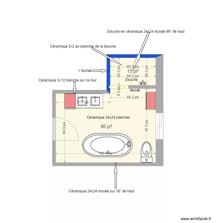 SDB 711 2026. Plan de 2 et 9 m² SDB 711 2026. Plan de 2 et 9 m²