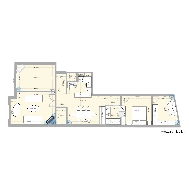 LORILLEUX 7. Plan de 10 pièces et 78 m2