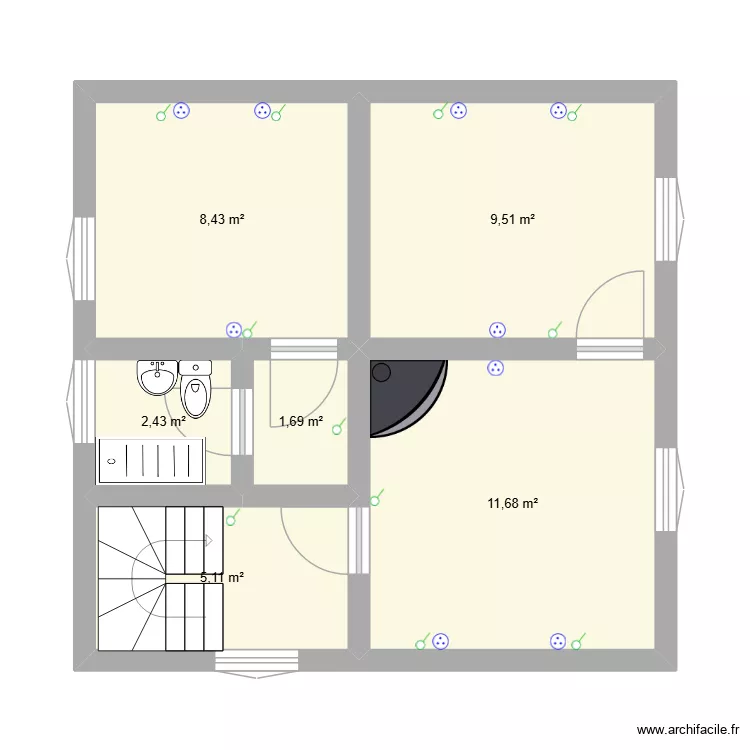 1 er etage. Plan de 6  et 39 m²