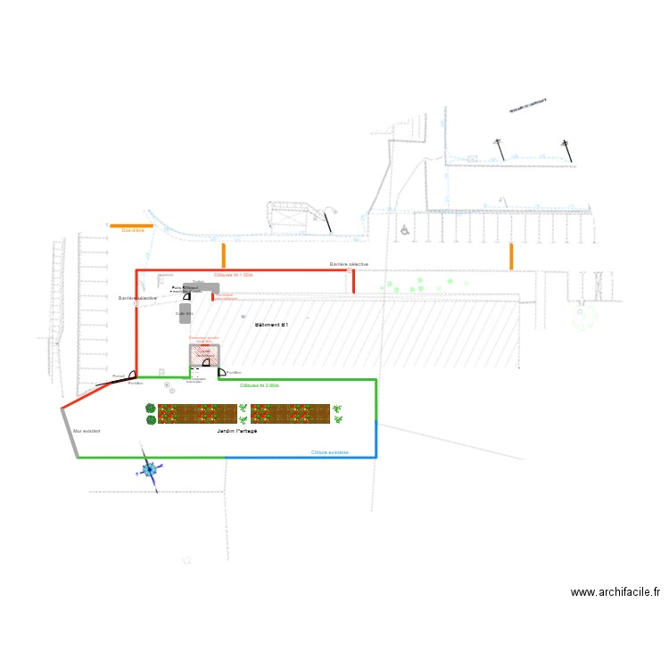 plan aménagement B1. Plan de 3 pièces et 13 m2