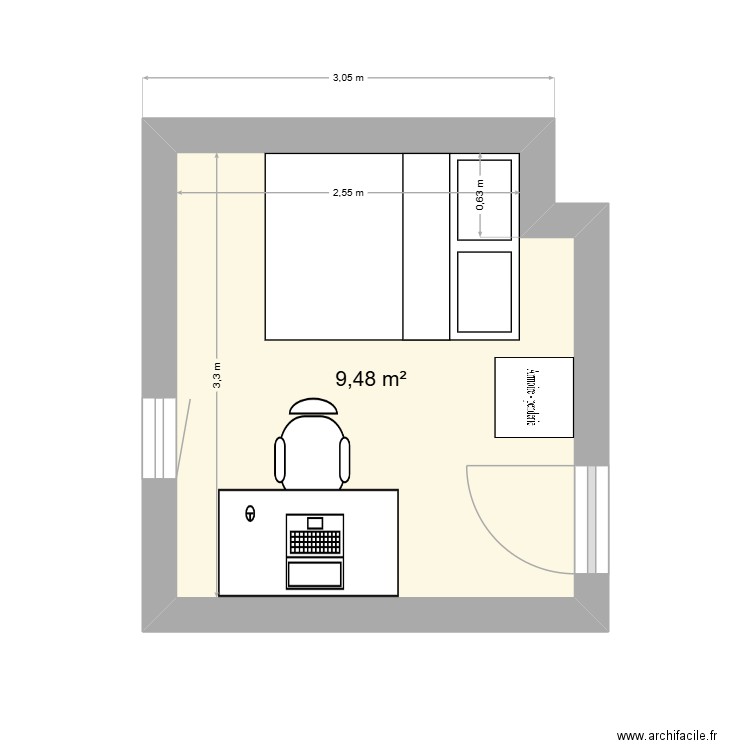 CHB VAL. Plan de 1 pièce et 9 m2