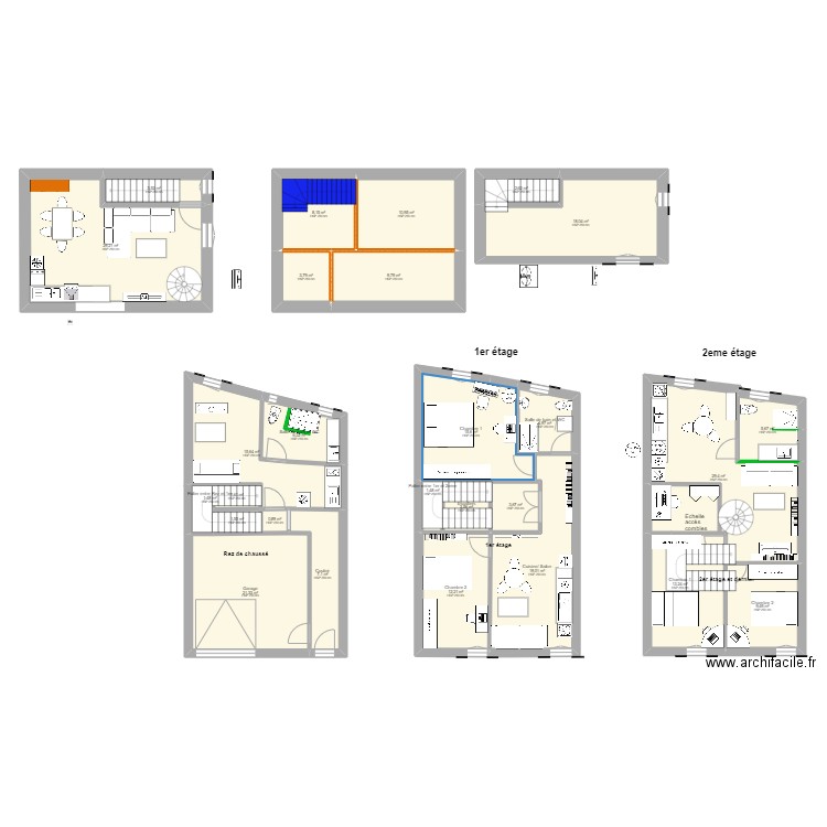 maison  4 . Plan de 27 pièces et 260 m2