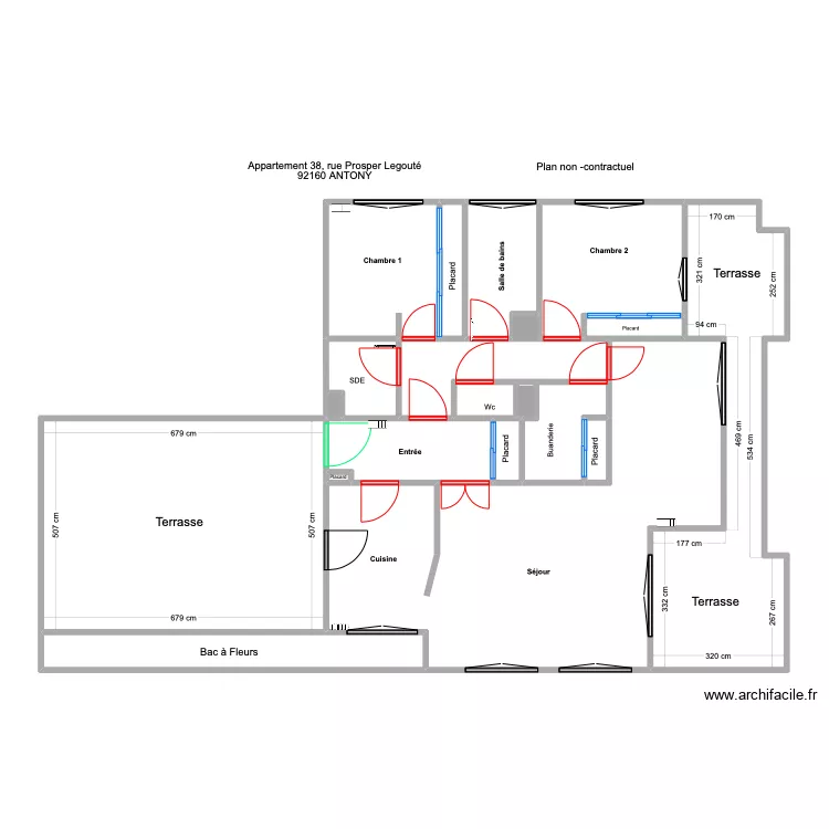 ROBIC avec MESURE avec terrasses . Plan de 