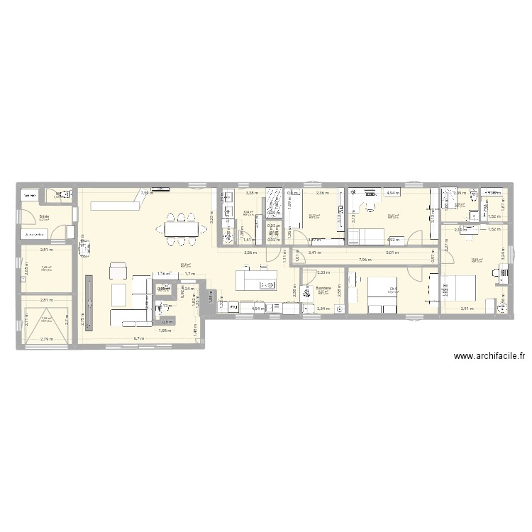 PdB maison Cécile modif 6/05. Plan de 14 pièces et 184 m2