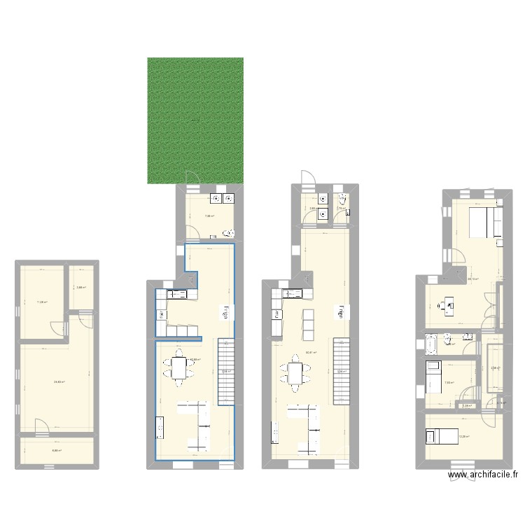 prescott. Plan de 18 pièces et 219 m2