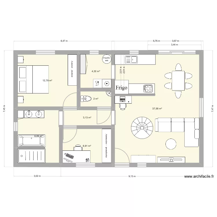 Plan 1. Plan de 7  et 77 m²