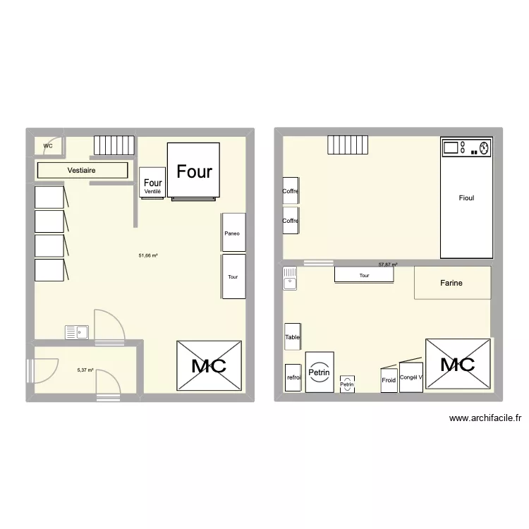Boulangerie. Plan de 4 et 115 m² Boulangerie. Plan de 4 et 115 m²