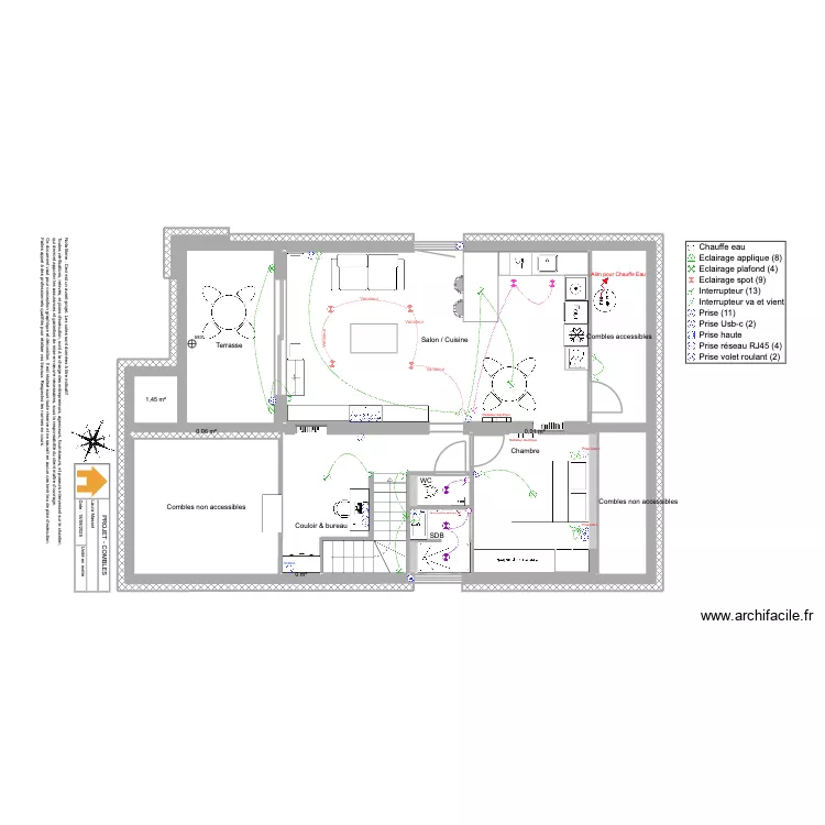 Viuz- Combles V2. Plan de 14 pièces et 99 m²