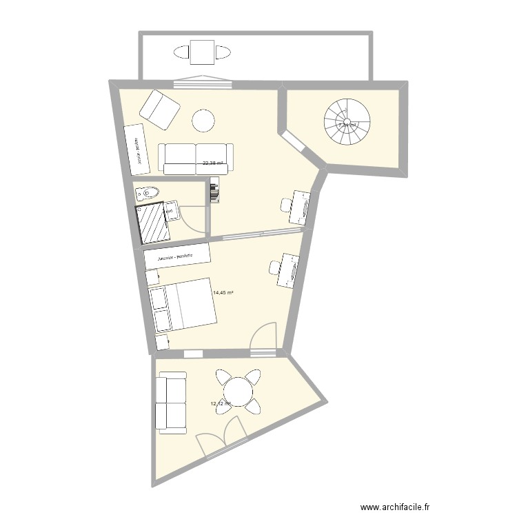 Plateau jolie maison2. Plan de 4 pièces et 56 m2