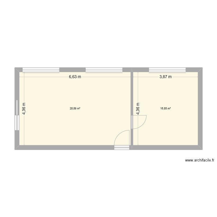 B37. Plan de 2 pièces et 46 m2