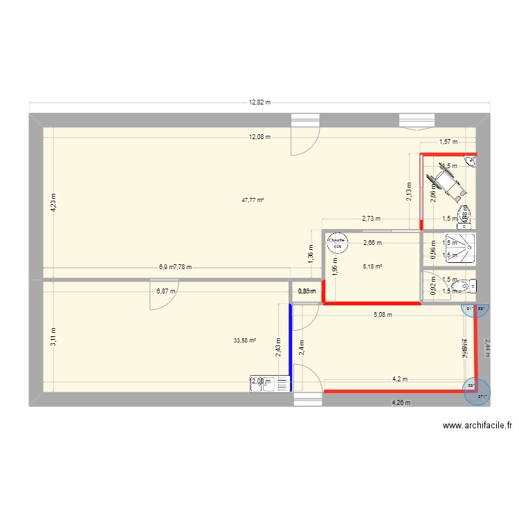 archiac. Plan de 4 pièces et 87 m2