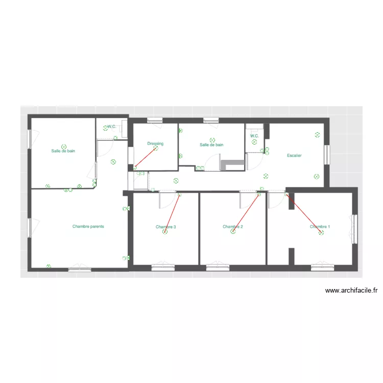 Eclairage étage. Plan de Eclairage étage. Plan de