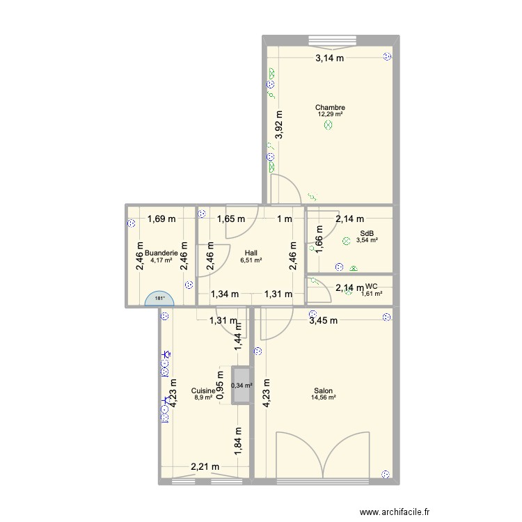 Appartement Aubagne V2. Plan de 8 pièces et 52 m2