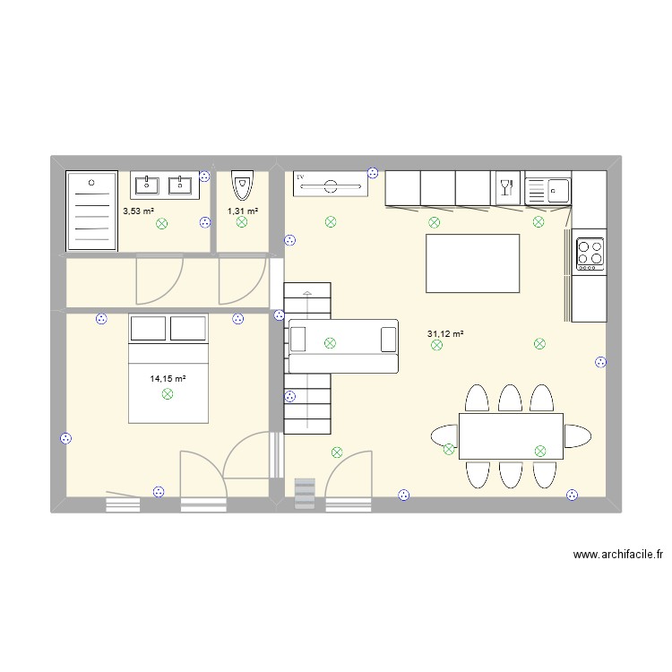 St Lazare - bas. Plan de 4 pièces et 50 m2