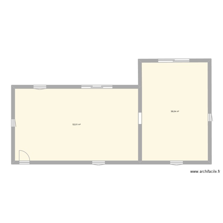 essais. Plan de 2 pièces et 90 m2