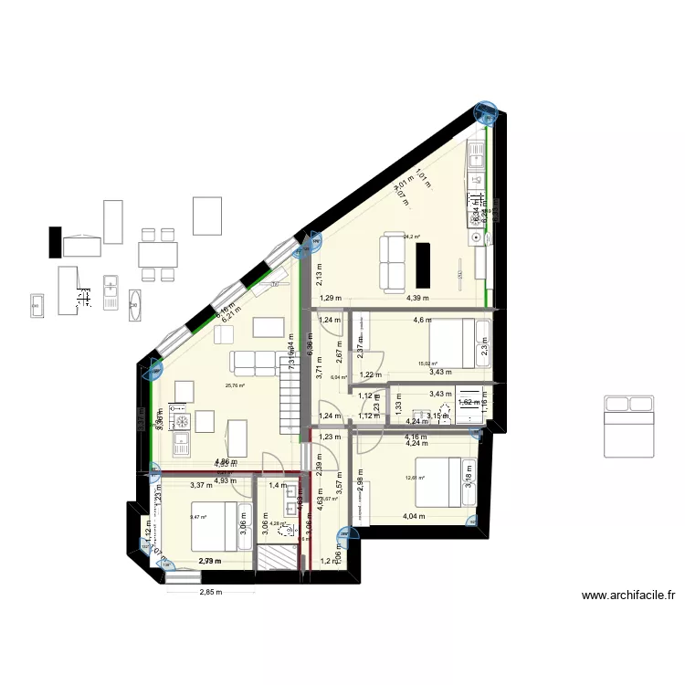 VICTOR HUGO REPRIS MESURE OK. Plan de 12 Pièces et 105 m² VICTOR HUGO REPRIS MESURE OK. Plan de 12 Pièces et 105 m²