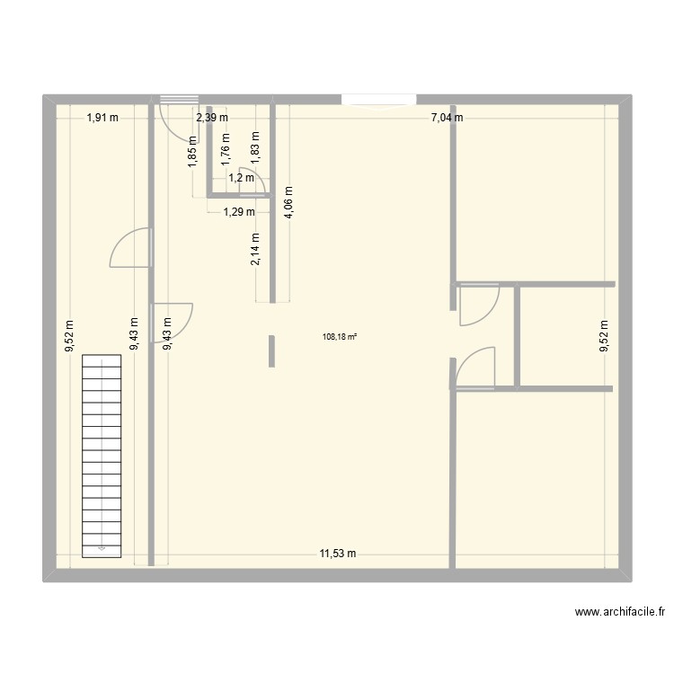 RDC BEAUCHAMP. Plan de 1 pièce et 108 m2