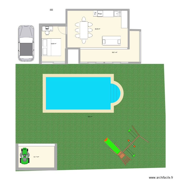 luxury mansion : rez de chaussée. Plan de 4 pièces et 51 m2